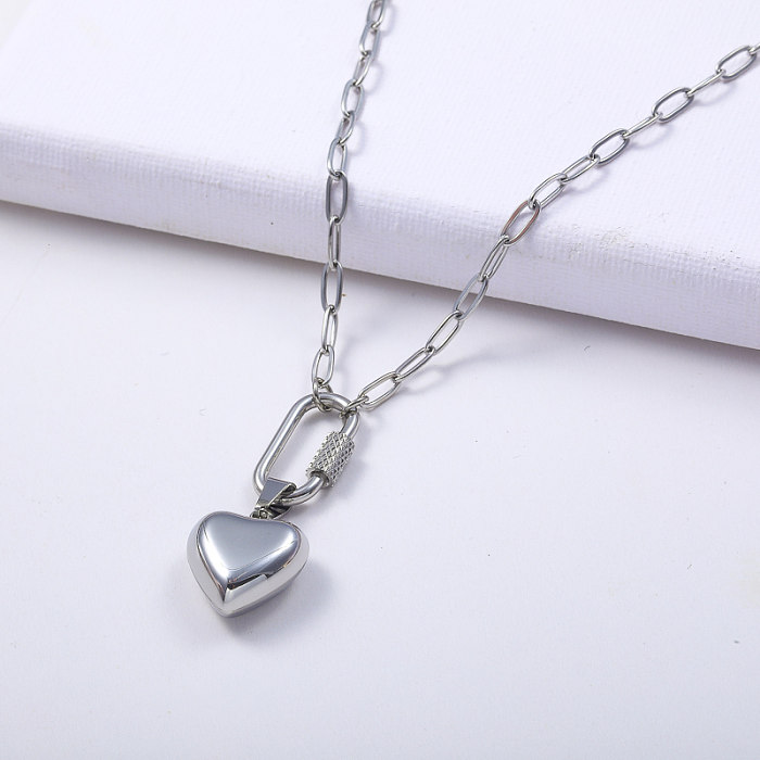 Fashion Stainless Steel Unscrewable Heart Pendant  Necklace For Women