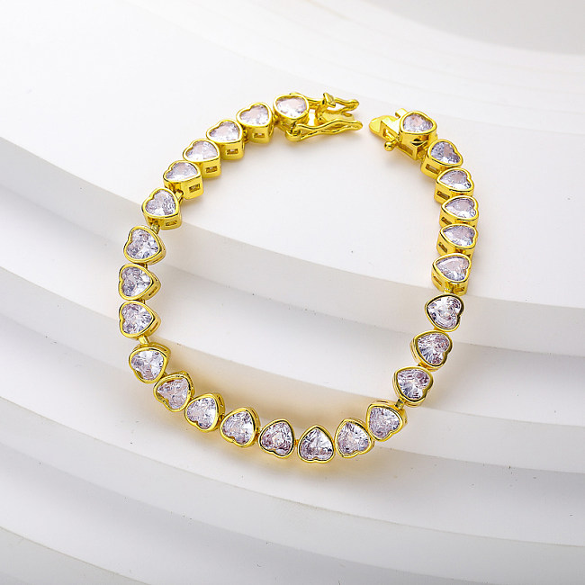 gold plated brass bracelet with zirconia for wedding