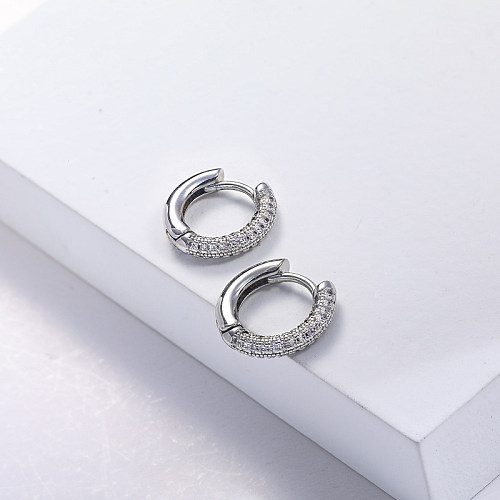 silver plated brass earring with zirconia