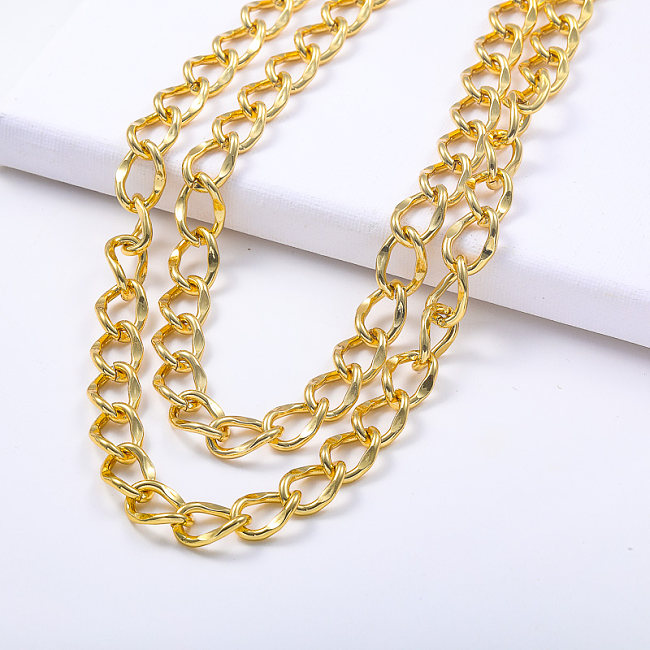 Hip Hop Style Stainless Steel Statement Layered Chain Statement Necklace