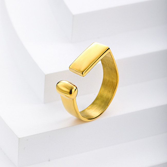 anel feminino de aço inoxidável banhado a ouro para menina