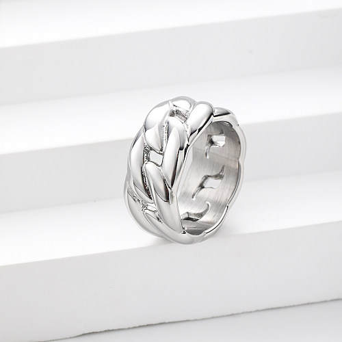 fashion stainless steel chain shape punk rings jewelry