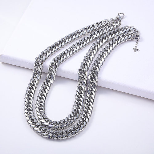 cadena en capas 316L acero inoxidable cadena gruesa collar de mujer