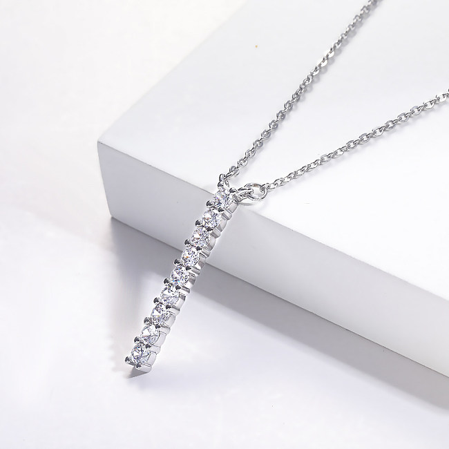 silver plated necklace in brass with zirconia for wedding