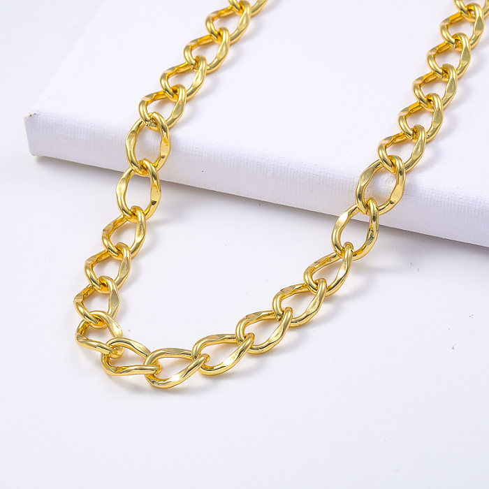 collar minimalista de acero inoxidable 18L chapado en oro de 316 quilates con cadena gruesa