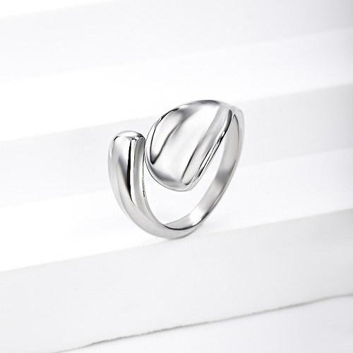 anel de aço inoxidável feminino clássico para casamento