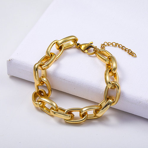 pulseira de estilo minimalista em aço inoxidável banhado a ouro 316L na moda