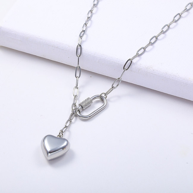 Pendentif dévissable de collier ovale d'acier inoxydable de mode avec des bijoux de coeur