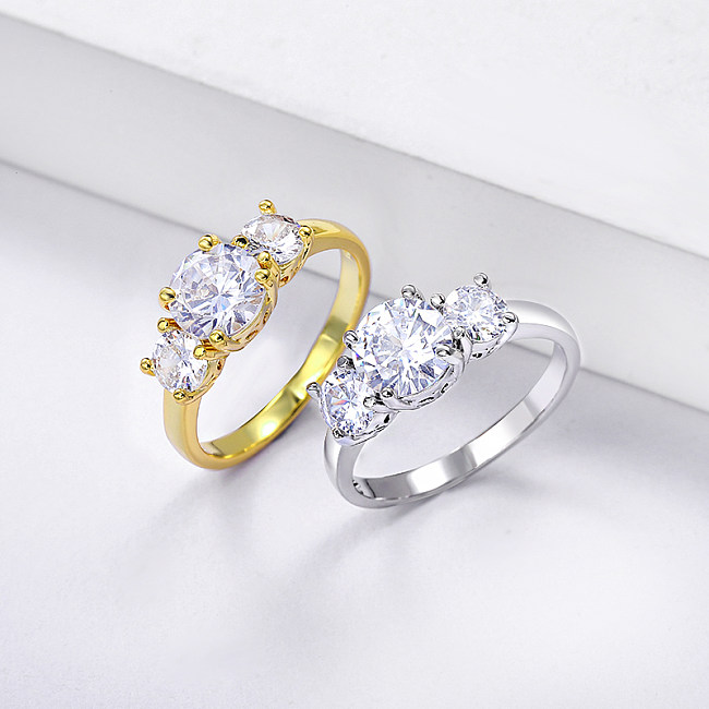 Solitare Cubic Zircon Casal Promessa de Noivado Anel de Casamento para mulheres homens