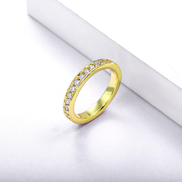 Anillo chapado en oro real para mujer, joyería para regalo de boda, anillo de latón