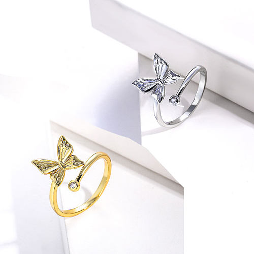 versilberter Schmetterlingsring minimalistisches Hochzeitsgeschenk