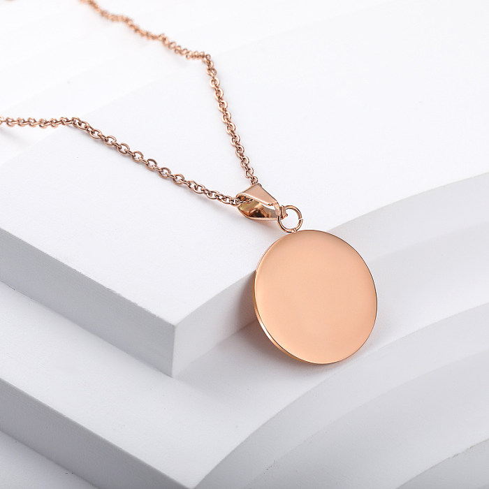 gold plated plain pendant stainless steel 316 necklace women wedding jewelry gift