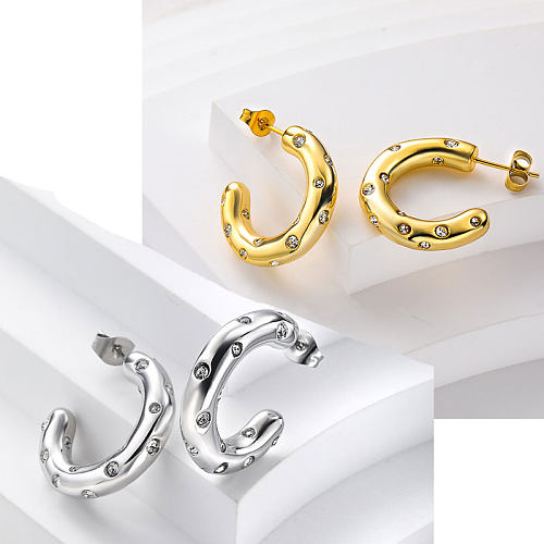 316 women stainless steel earrings with zirconia for wedding