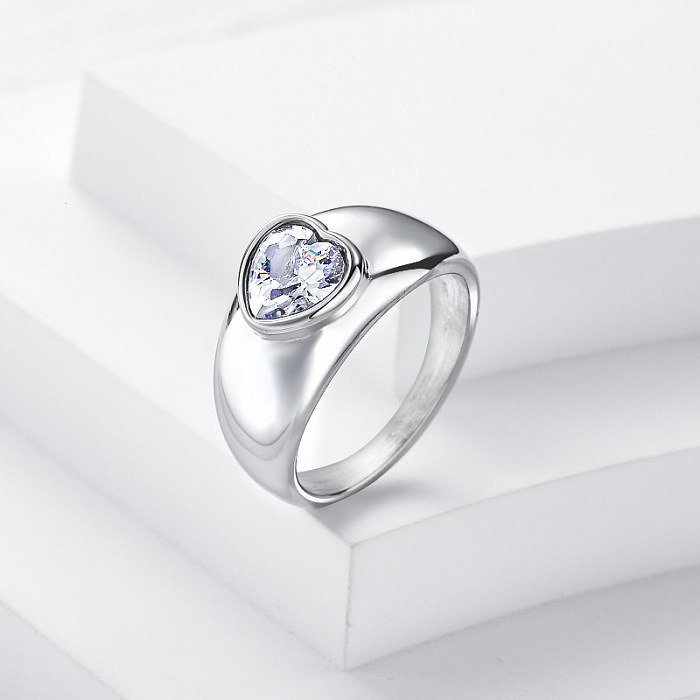 316 anel de aço inoxidável presente de jóias de casamento com zircônia