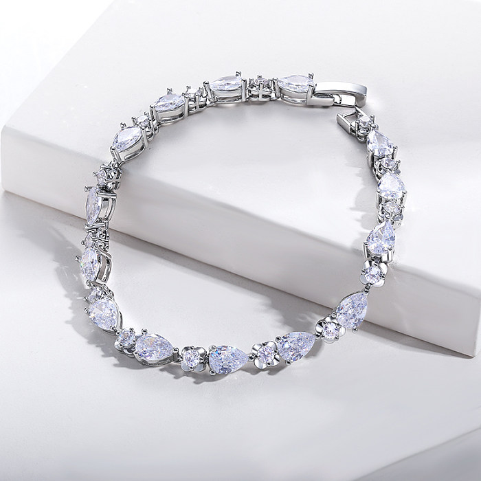 bracelet chaîne en laiton bijoux jonc avec zircone plaqué or véritable