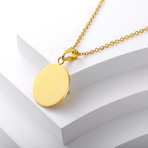 gold plated plain pendant stainless steel 316 necklace women wedding jewelry gift