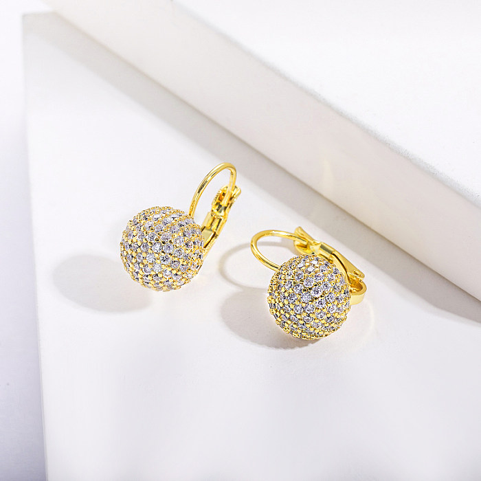 real gold plated earrings with zirconia wedding women jewelry