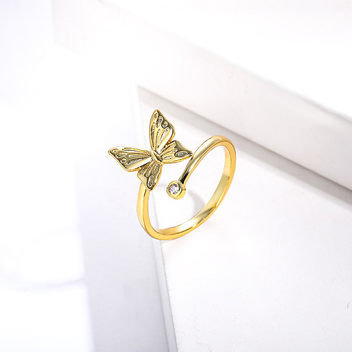 خاتم فضة مطلي على شكل فراشة هدية زفاف بسيطة
