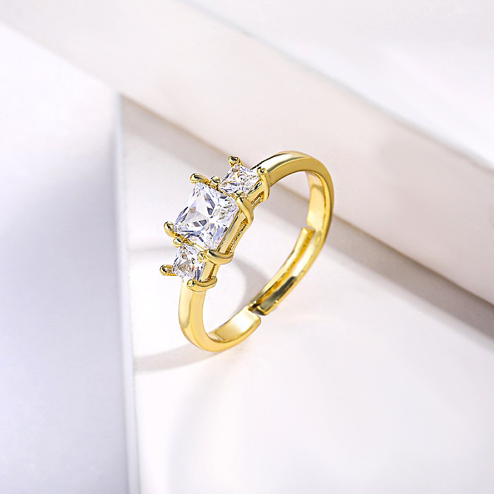 Anillo chapado en oro de zirconia, joyería para mujer, anillo de bodas