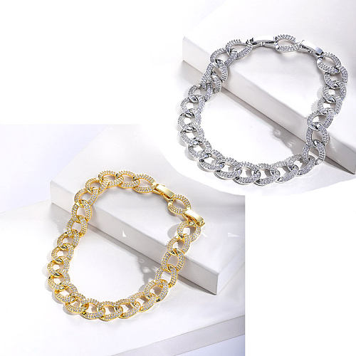 bracelet jonc en laiton plaqué or véritable avec bijoux en zircone