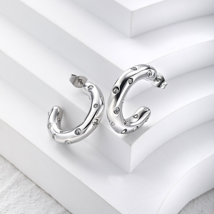 316 women stainless steel earrings with zirconia for wedding
