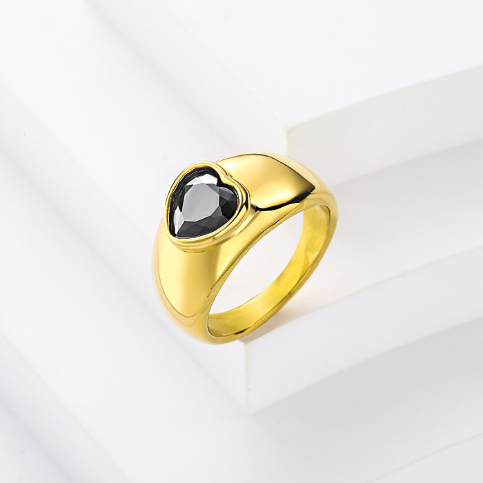 316 anel de aço inoxidável presente de jóias de casamento com zircônia
