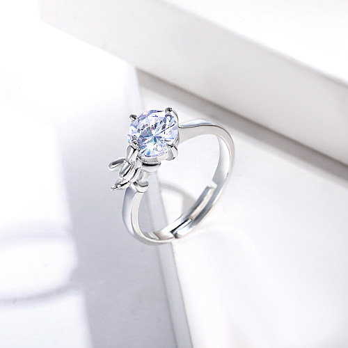 zirconia decorated silver plated women ring wedding jewelry