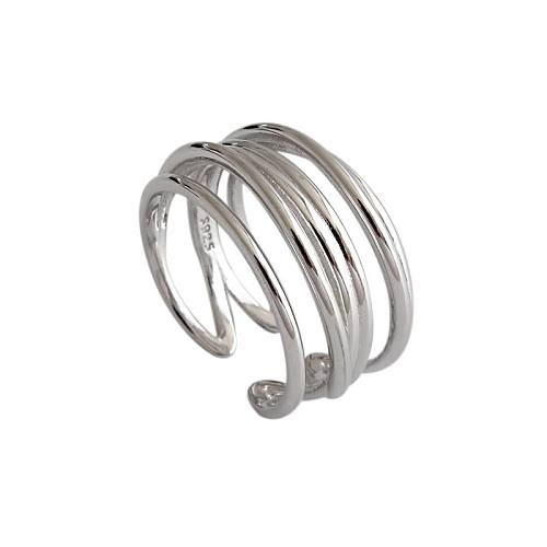 Fashion Multi Layers Cross 925 Sterling Silber verstellbarer Ring