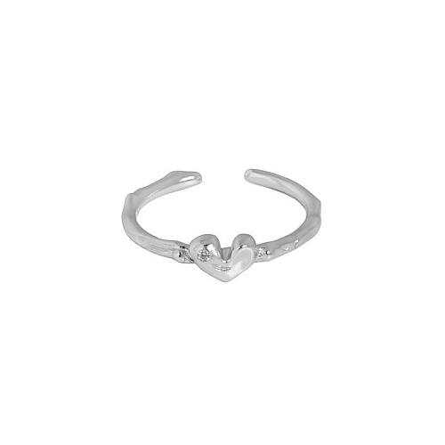 Geschenk Unregelmäßiges CZ Herz 925 Sterling Silber Verstellbarer Ring