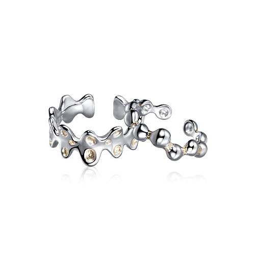 Mode unregelmäßige runde Perlen Löcher 925 Sterling Silber verstellbarer Versprechensring