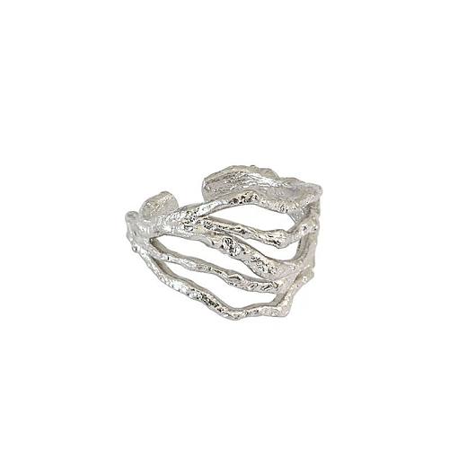 Unregelmäßiger, hohler, mehrschichtiger, verstellbarer Ring aus 925er Sterlingsilber