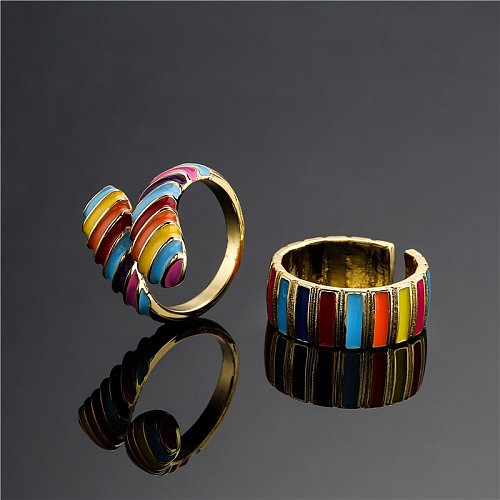 fashion candy color oil dripping geometric opening copper ring wholesale