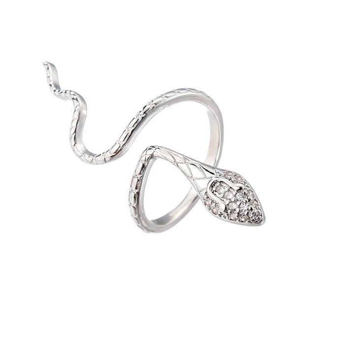Hecheng Ornament MicroInlaid SShaped Snake Ring Open Ring قابل للتعديل  مبالغ فيه مجوهرات حلية اكسسوارات Vj249 - Jewenoir