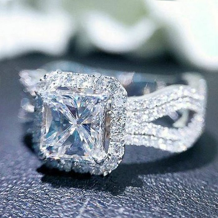 خاتم زواج جديد رائع من النحاس الزركون الكامل الماسي للسيدات خاتم الخطوبة -  Jewenoir