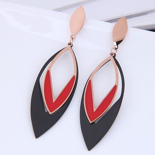 Korean fashion and sweet OL simple and versatile branch and leaf temperament earrings