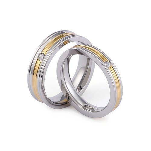 Anillos coreanos de moda al por mayor anillos de pareja de acero inoxidable con diamantes de imitación personalizados