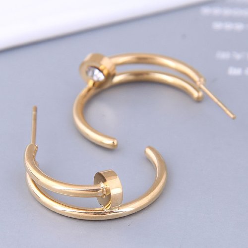 Korean fashion and sweet OL rivets titanium steel simple earrings