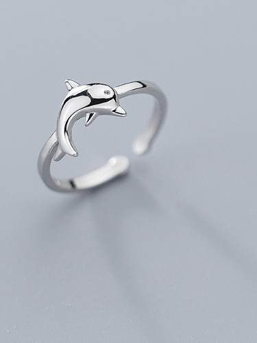Ring aus 925er Sterlingsilber, niedlicher Delfin in freier Größe