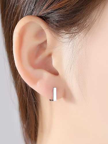 Boucles d'oreilles à tige géométrique lisse minimaliste en argent sterling 925