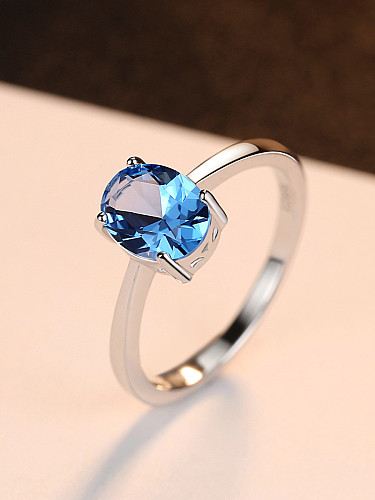 خاتم من الفضة الإسترليني باللون الأزرق السماوي وأحجار شبه كريمة