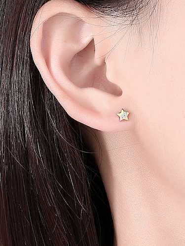 Boucles d'oreilles minimalistes en argent sterling 925 avec oxyde de zirconium et pentagramme