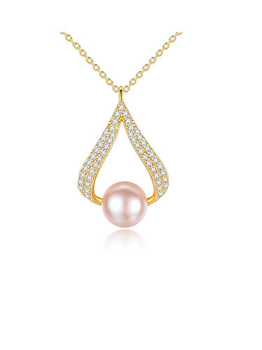 925er Sterlingsilber mit schlichten geometrischen Halsketten aus künstlichen Perlen
