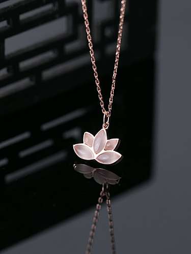 925 Sterling Silber Katzenauge Blume minimalistische Halskette