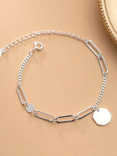 925 Sterling Silber hohles geometrisches minimalistisches verstellbares Armband