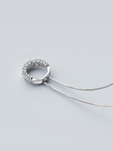 Einfache runde Halskette aus S925-Silber mit CZ