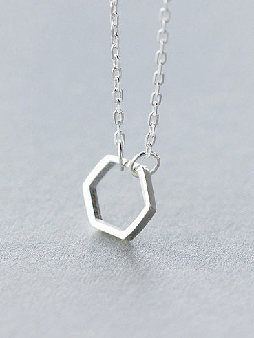 S925 Silber minimalistische Hexagon kurze Halskette