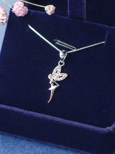 S925 Silber schöne Engel Zirkon Halskette