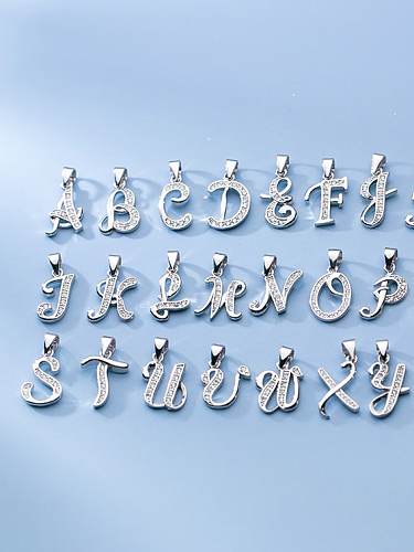 Minimalistischer Buchstaben-Anhänger aus 925er Sterlingsilber mit Zirkonia