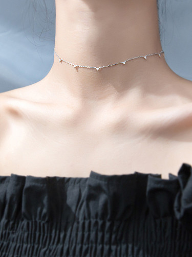 Einfach Stil dreieckige Strass S925 Silber Halskette