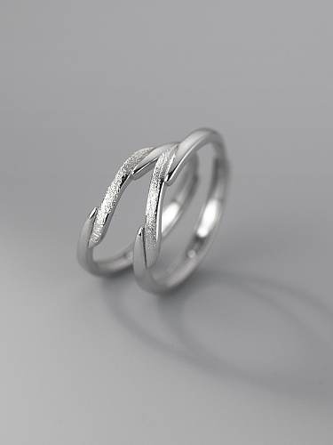 Anel de casal minimalista redondo de prata esterlina 925